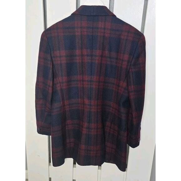 Jones New York Women's 100% Wool Plaid Dark‎ Academia Blazer Jacket Red Blue 10 - Picture 2 of 12